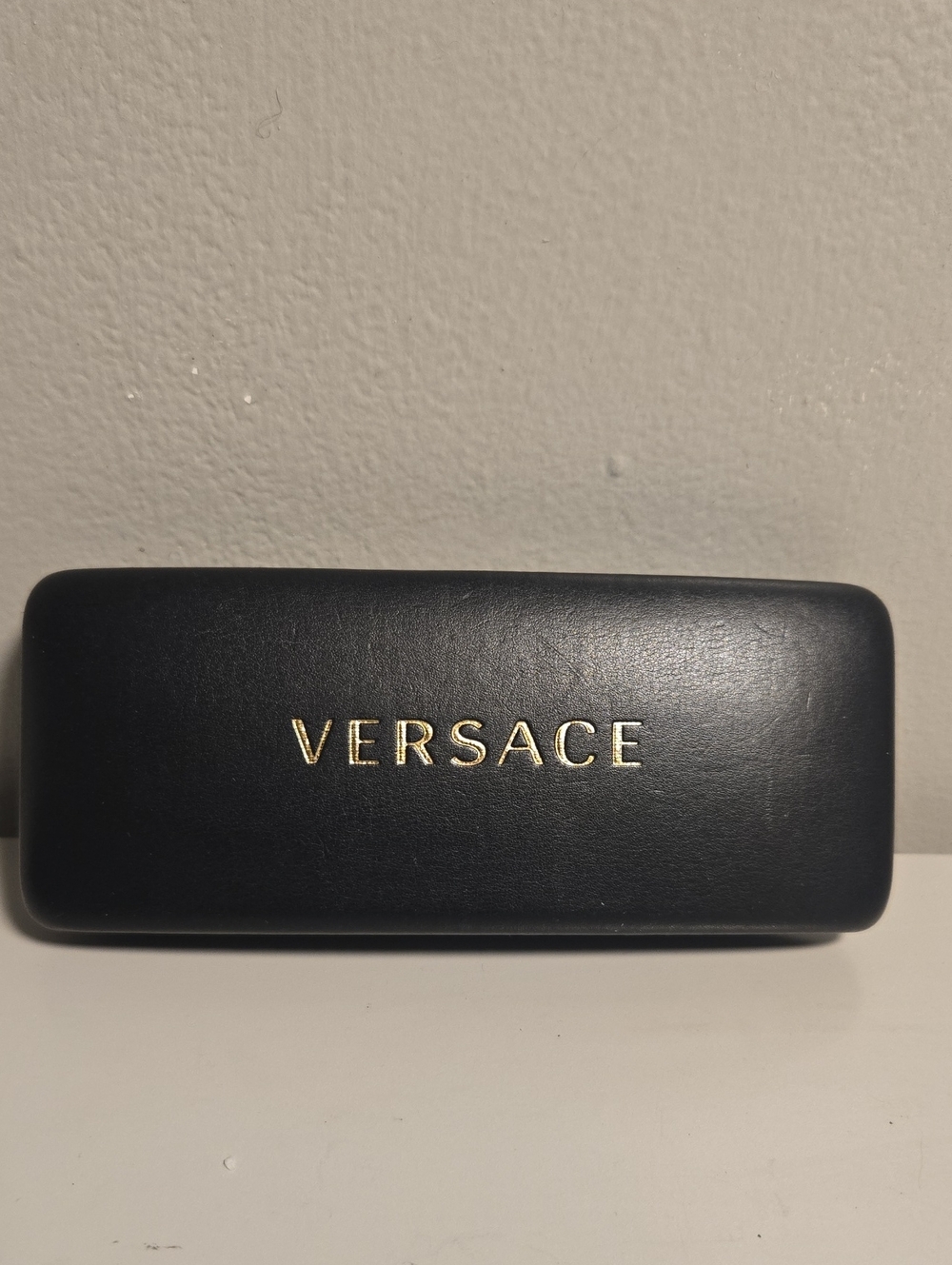 Versace Black Eye Glass Case with Gold Logo